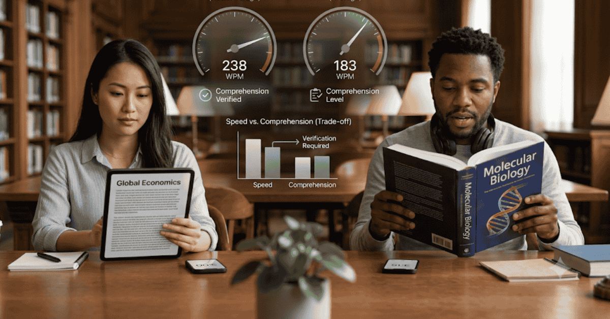 Average silent and aloud reading speed in words per minute